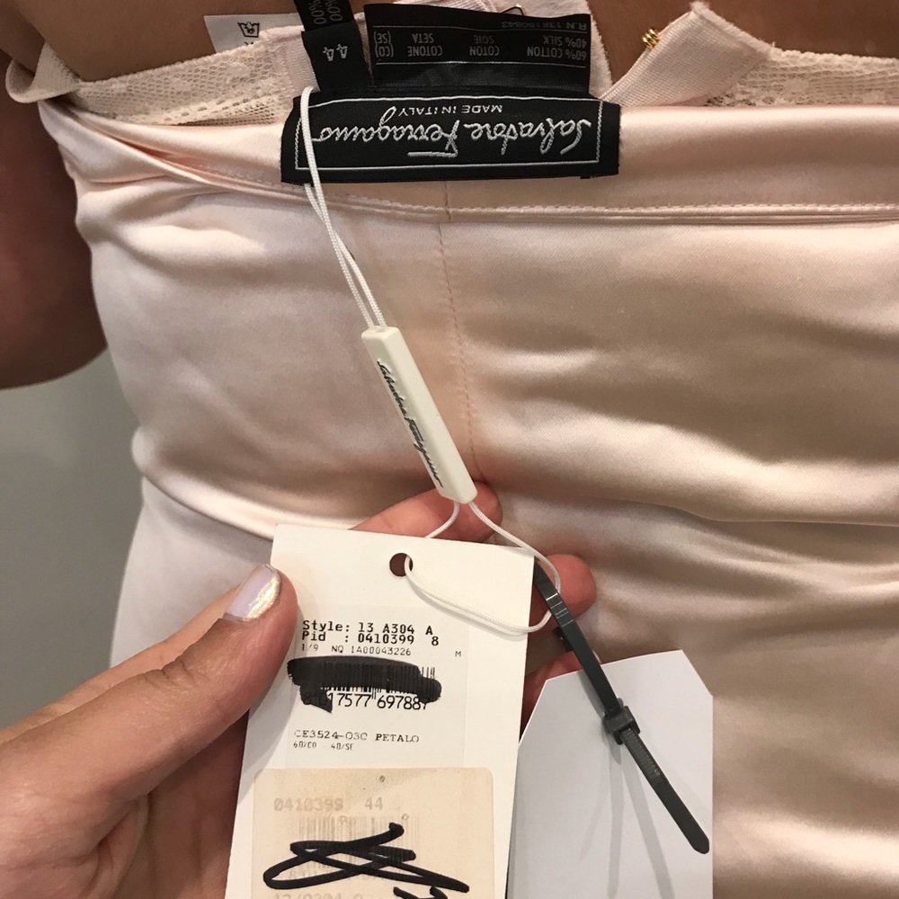 Lite pink Salvador Ferragamo cocktail dress.